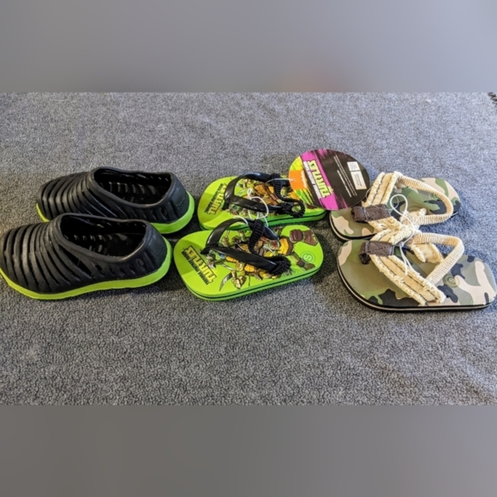 Boys‎ sandals flip flops Ninja Turtle camo water shoes Sz Small 5-6